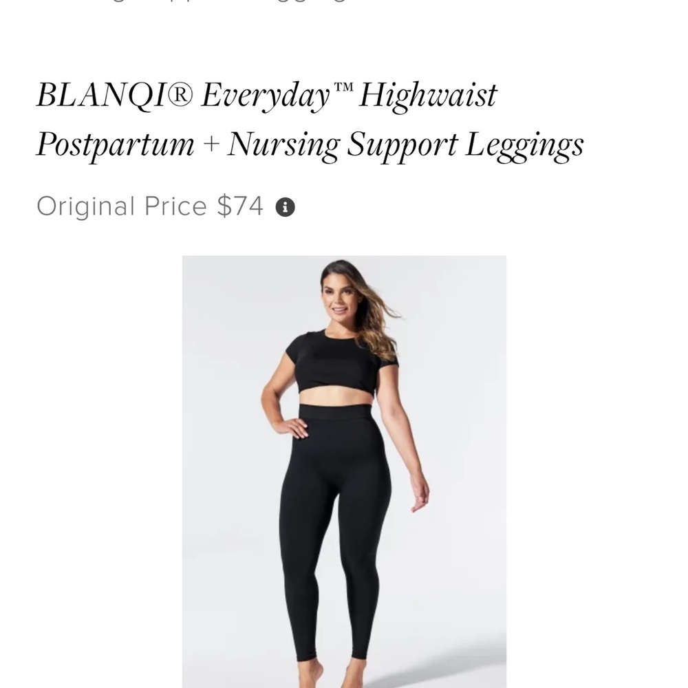 Blanqi Everyday Highwaist Postpartum/Nursing Support Leggings, black, size small